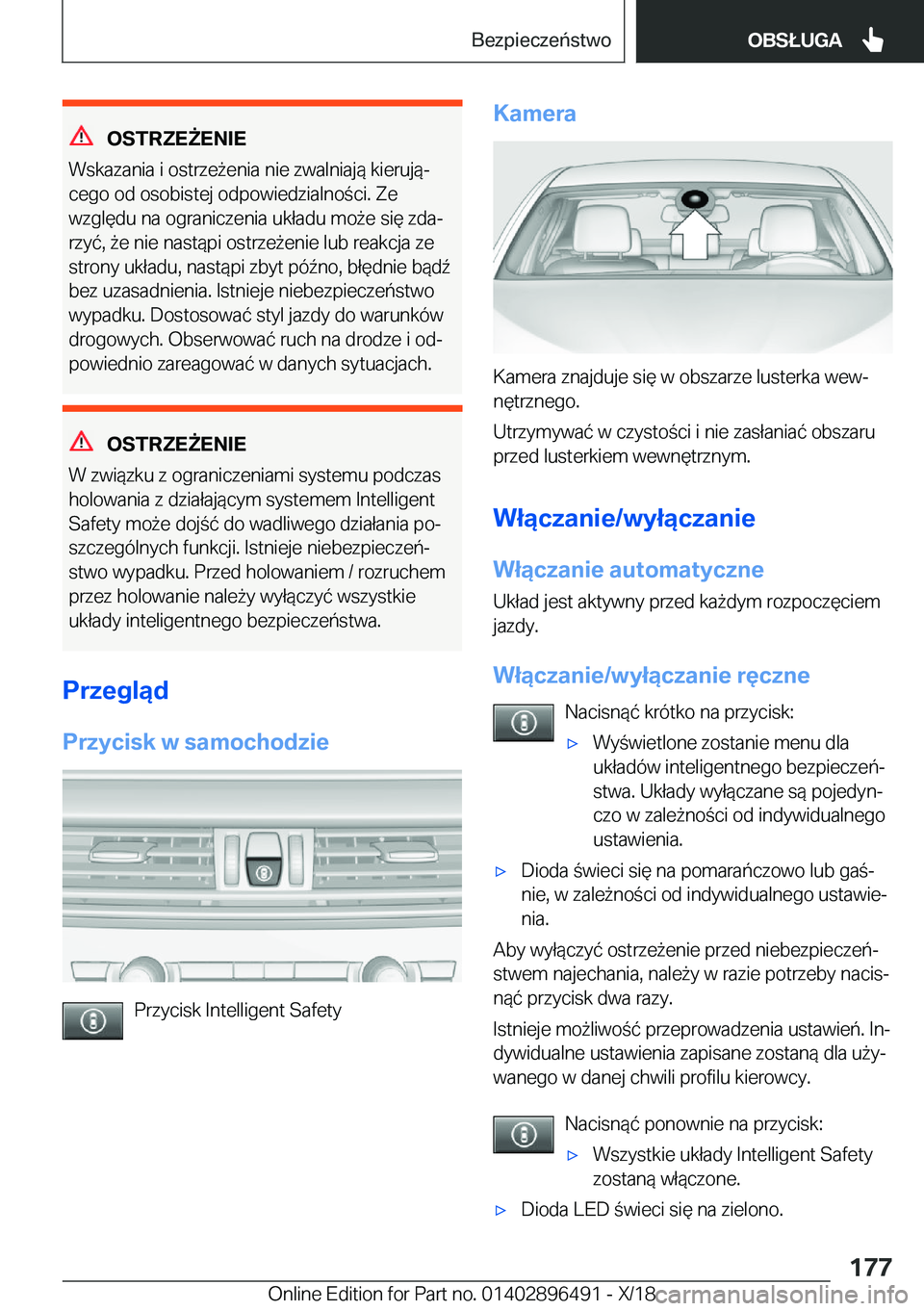 BMW X1 2019  Instrukcja obsługi (in Polish) �O�S�T�R�Z�E8�E�N�I�E
�W�s�k�a�z�a�n�i�a��i��o�s�t�r�z�e9�e�n�i�a��n�i�e��z�w�a�l�n�i�a�j�