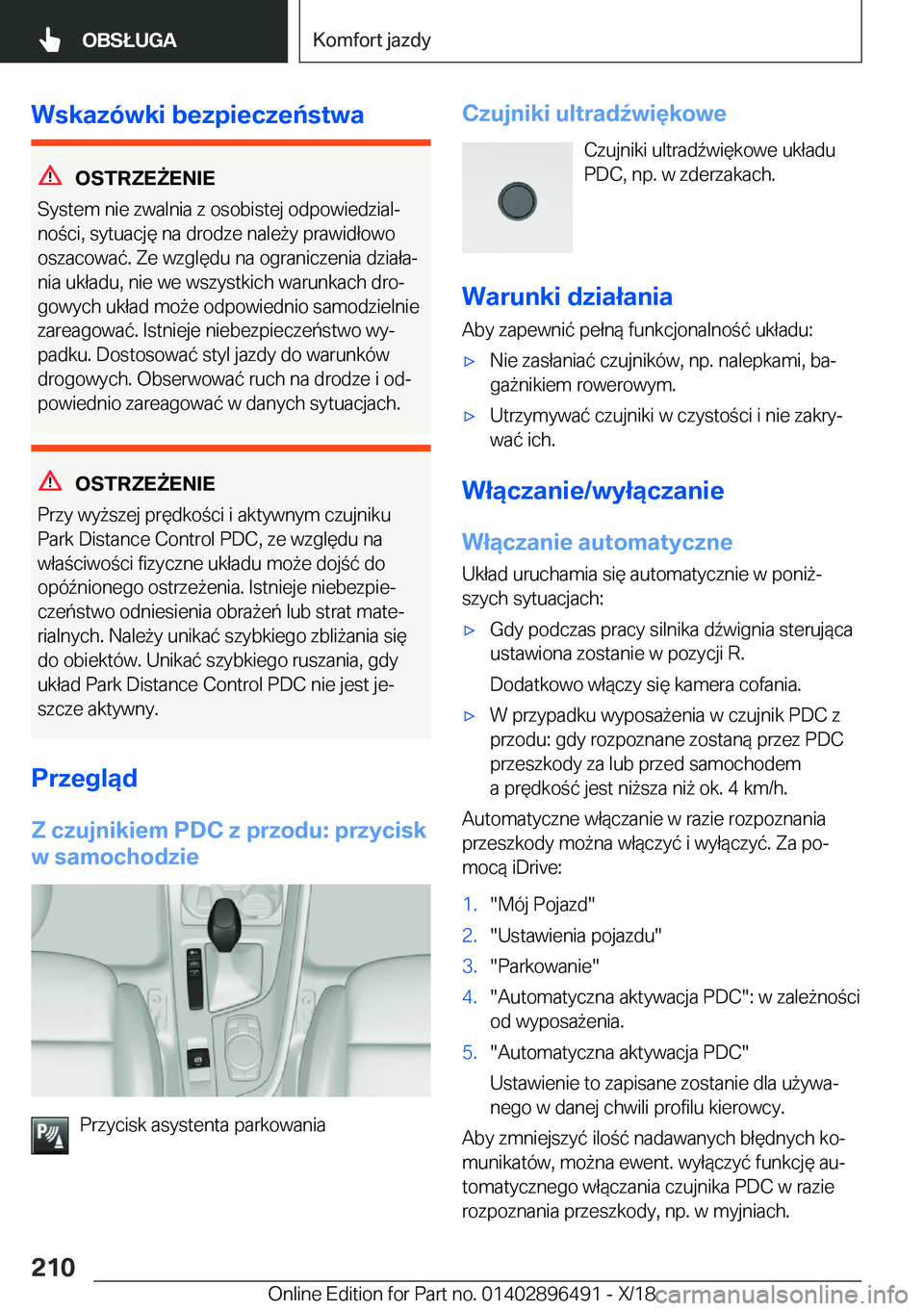 BMW X1 2019  Instrukcja obsługi (in Polish) �W�s�k�a�z�