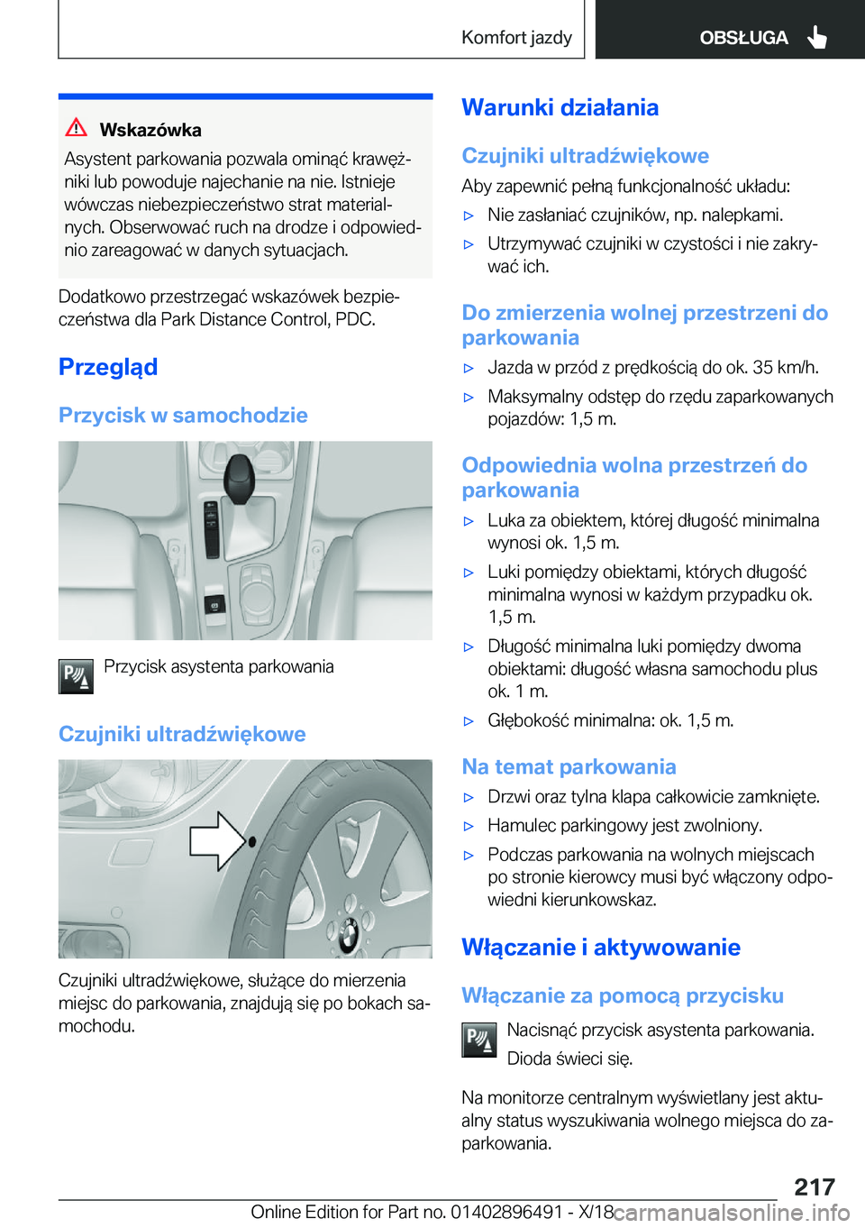 BMW X1 2019  Instrukcja obsługi (in Polish) �W�s�k�a�z�