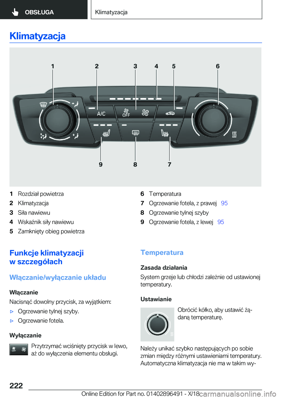 BMW X1 2019  Instrukcja obsługi (in Polish) �K�l�i�m�a�t�y�z�a�c�j�a�1�R�o�z�d�z�i�a�ł��p�o�w�i�e�t�r�z�a�2�K�l�i�m�a�t�y�z�a�c�j�a�3�S�i�ł�a��n�a�w�i�e�w�u�4�W�s�k�a7�n�i�k��s�i�ł�y��n�a�w�i�e�w�u�5�Z�a�m�k�n�i�