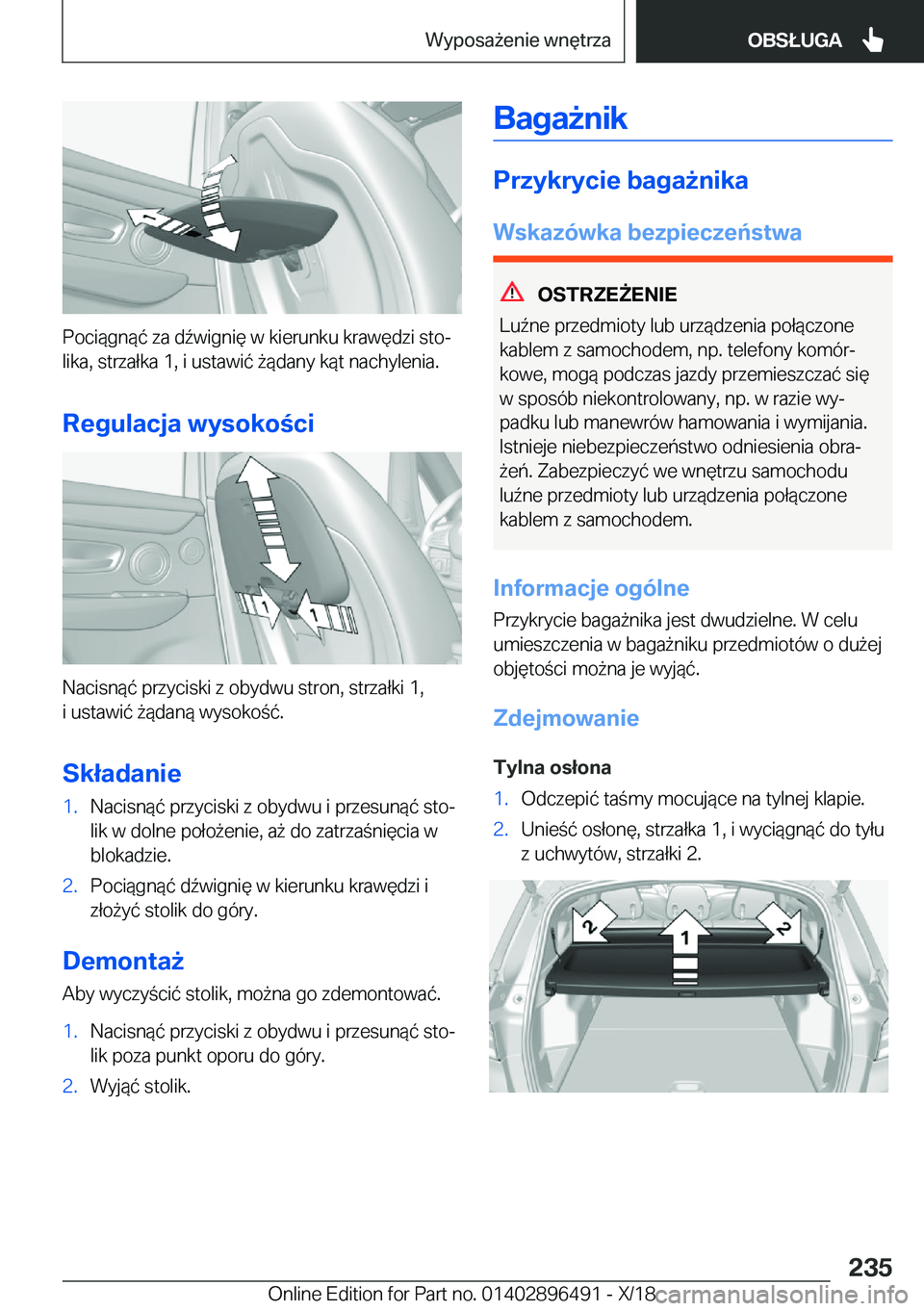 BMW X1 2019  Instrukcja obsługi (in Polish) �P�o�c�i�