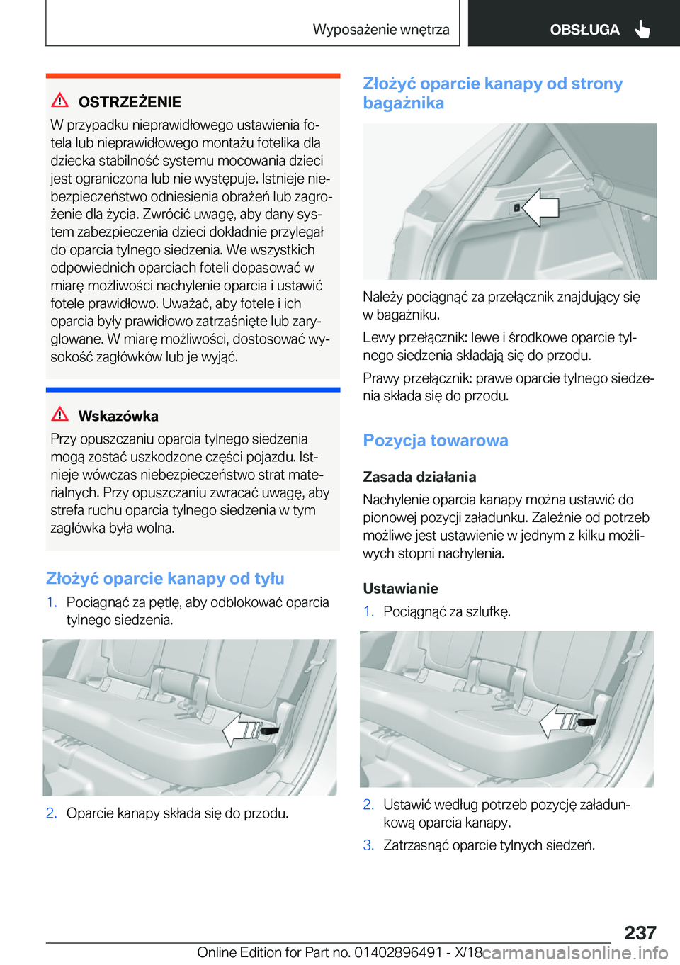 BMW X1 2019  Instrukcja obsługi (in Polish) �O�S�T�R�Z�E8�E�N�I�E
�W��p�r�z�y�p�a�d�k�u��n�i�e�p�r�a�w�i�d�ł�o�w�e�g�o��u�s�t�a�w�i�e�n�i�a��f�oj
�t�e�l�a��l�u�b��n�i�e�p�r�a�w�i�d�ł�o�w�e�g�o��m�o�n�t�a9�u��f�o�t�e�l�i�k�a��d�l�a