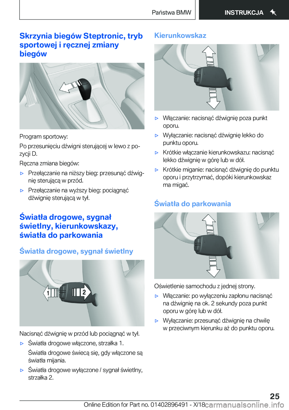 BMW X1 2019  Instrukcja obsługi (in Polish) �S�k�r�z�y�n�i�a��b�i�e�g�