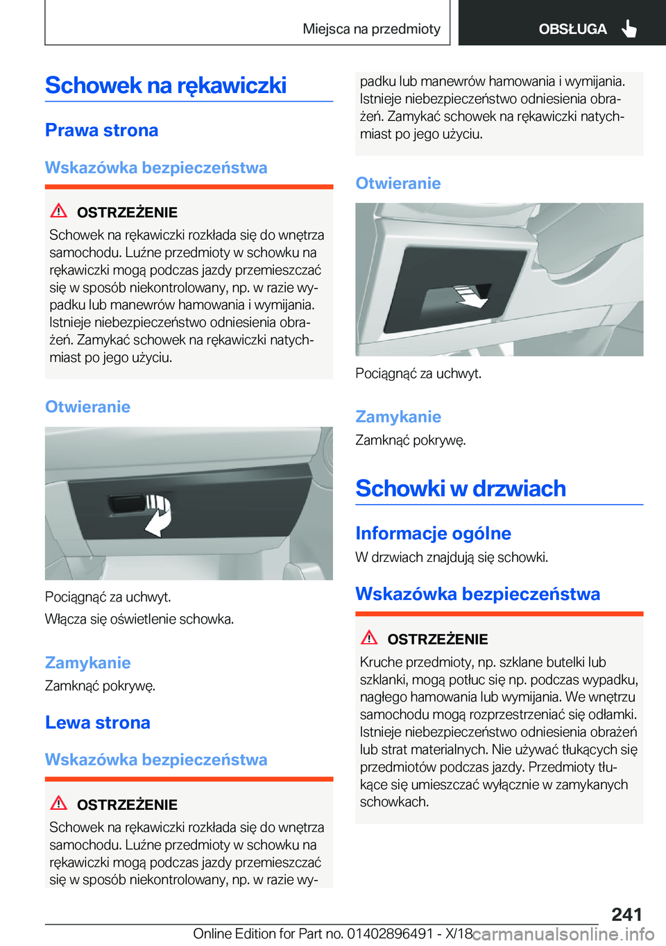BMW X1 2019  Instrukcja obsługi (in Polish) �S�c�h�o�w�e�k��n�a��r�