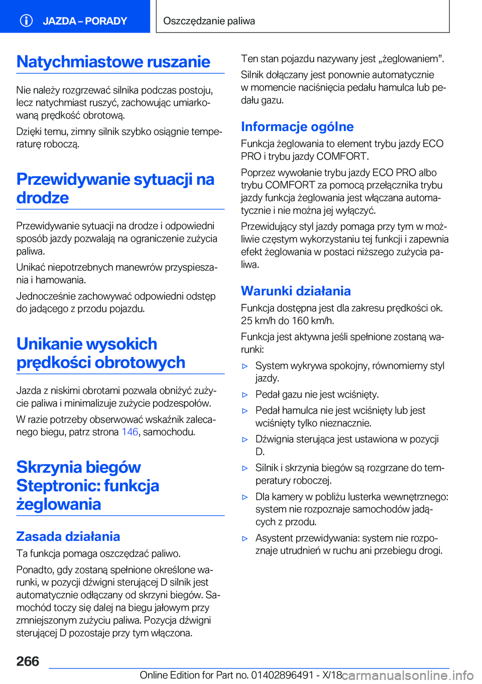 BMW X1 2019  Instrukcja obsługi (in Polish) �N�a�t�y�c�h�m�i�a�s�t�o�w�e��r�u�s�z�a�n�i�e
�N�i�e��n�a�l�e9�y��r�o�z�g�r�z�e�w�a�