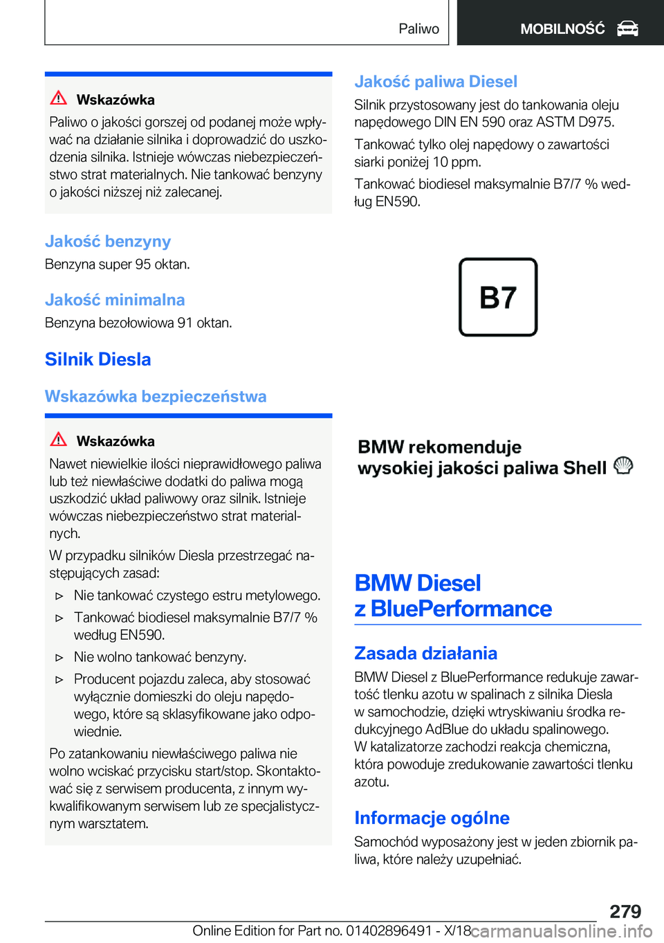 BMW X1 2019  Instrukcja obsługi (in Polish) �W�s�k�a�z�