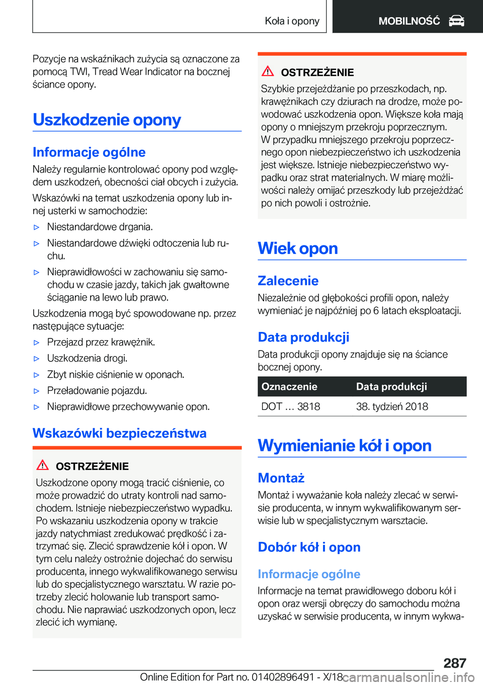 BMW X1 2019  Instrukcja obsługi (in Polish) �P�o�z�y�c�j�e��n�a��w�s�k�a7�n�i�k�a�c�h��z�u9�y�c�i�a��s�