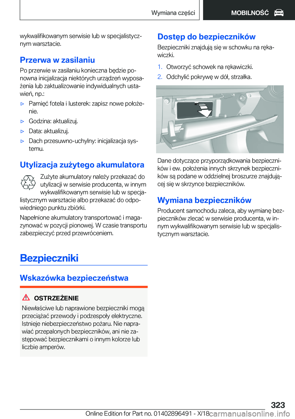 BMW X1 2019  Instrukcja obsługi (in Polish) �w�y�k�w�a�l�i�f�i�k�o�w�a�n�y�m��s�e�r�w�i�s�i�e��l�u�b��w��s�p�e�c�j�a�l�i�s�t�y�c�zj
�n�y�m��w�a�r�s�z�t�a�c�i�e�.
�P�r�z�e�r�w�a��w��z�a�s�i�l�a�n�i�u
�P�o��p�r�z�e�r�w�i�e��w��z�a�s�i�
