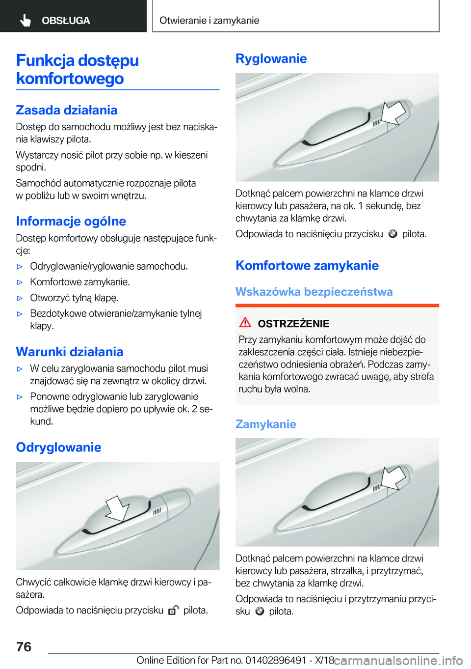 BMW X1 2019  Instrukcja obsługi (in Polish) �F�u�n�k�c�j�a��d�o�s�t�