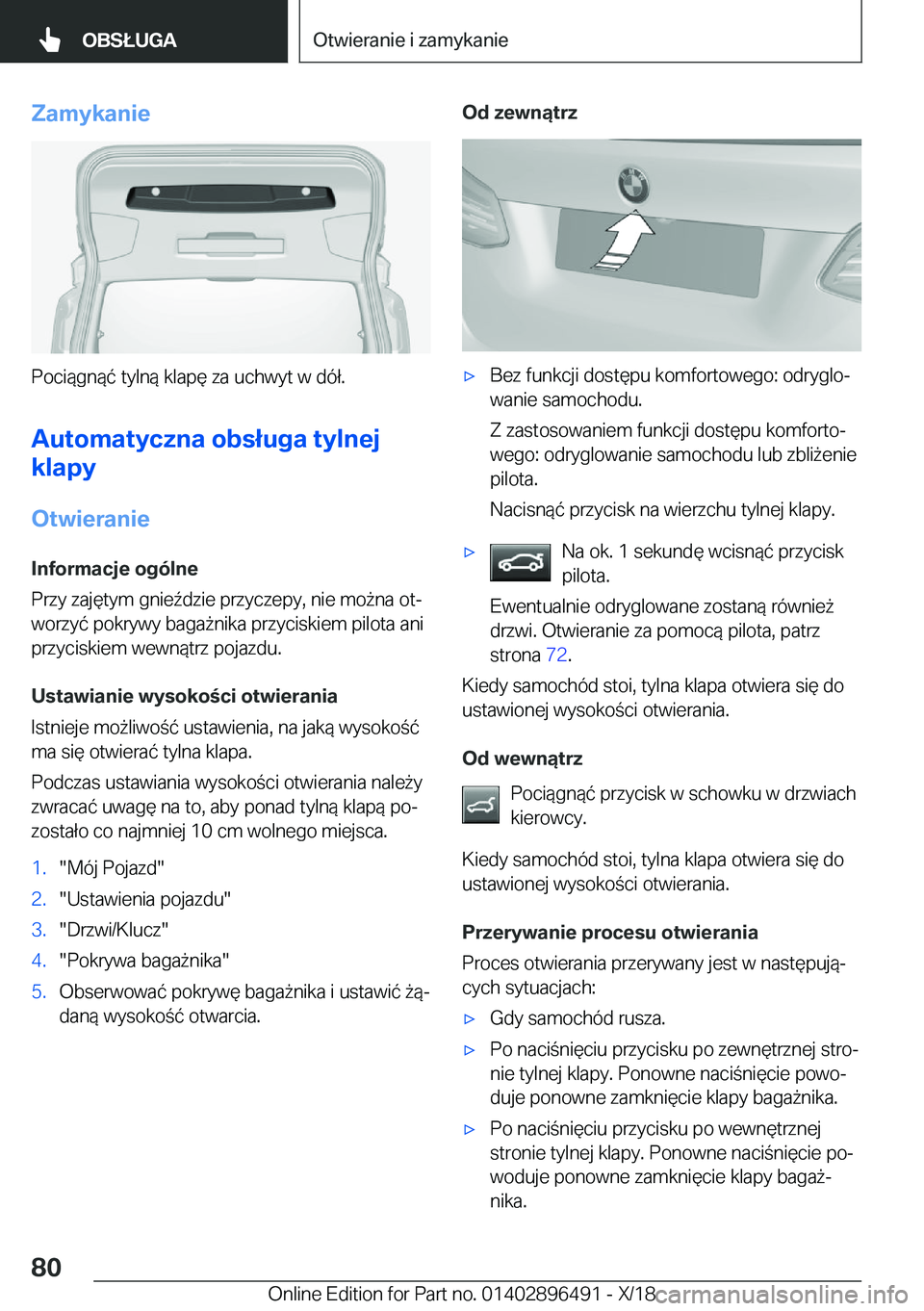 BMW X1 2019  Instrukcja obsługi (in Polish) �Z�a�m�y�k�a�n�i�e
�P�o�c�i�