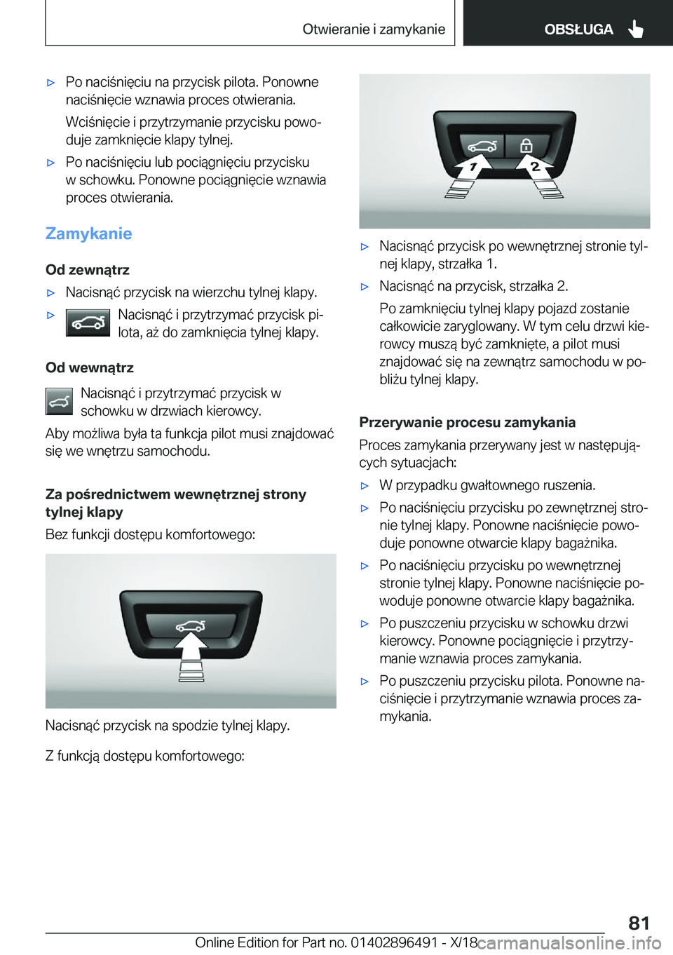 BMW X1 2019  Instrukcja obsługi (in Polish) 'x�P�o��n�a�c�i�n�i�