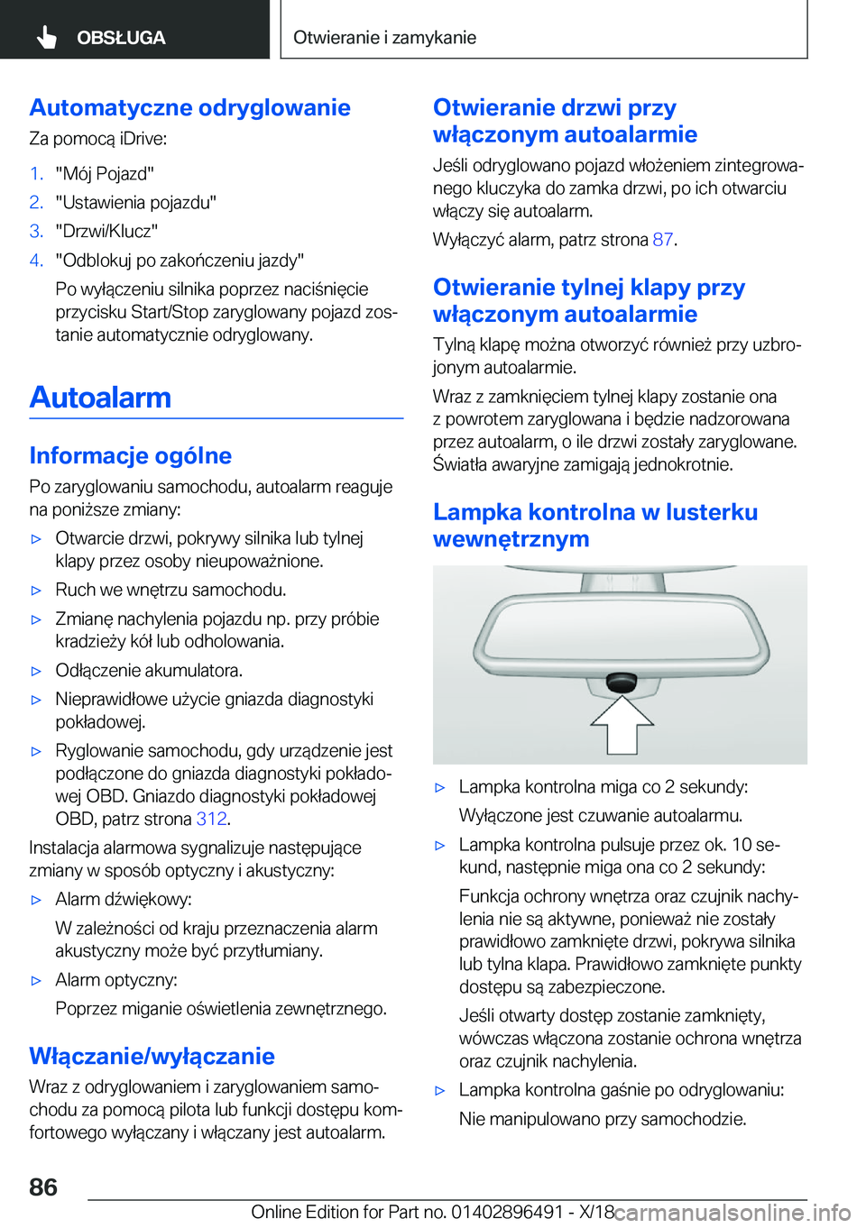 BMW X1 2019  Instrukcja obsługi (in Polish) �A�u�t�o�m�a�t�y�c�z�n�e��o�d�r�y�g�l�o�w�a�n�i�e
�Z�a��p�o�m�o�c�