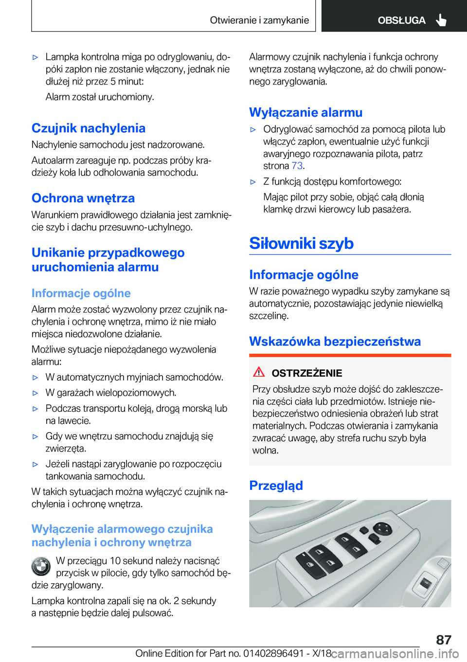 BMW X1 2019  Instrukcja obsługi (in Polish) 'x�L�a�m�p�k�a��k�o�n�t�r�o�l�n�a��m�i�g�a��p�o��o�d�r�y�g�l�o�w�a�n�i�u�,��d�oj�p�
