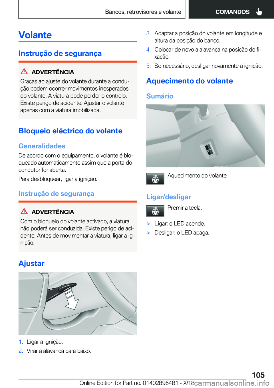 BMW X1 2019  Manual do condutor (in Portuguese) �V�o�l�a�n�t�e
�I�n�s�t�r�u�