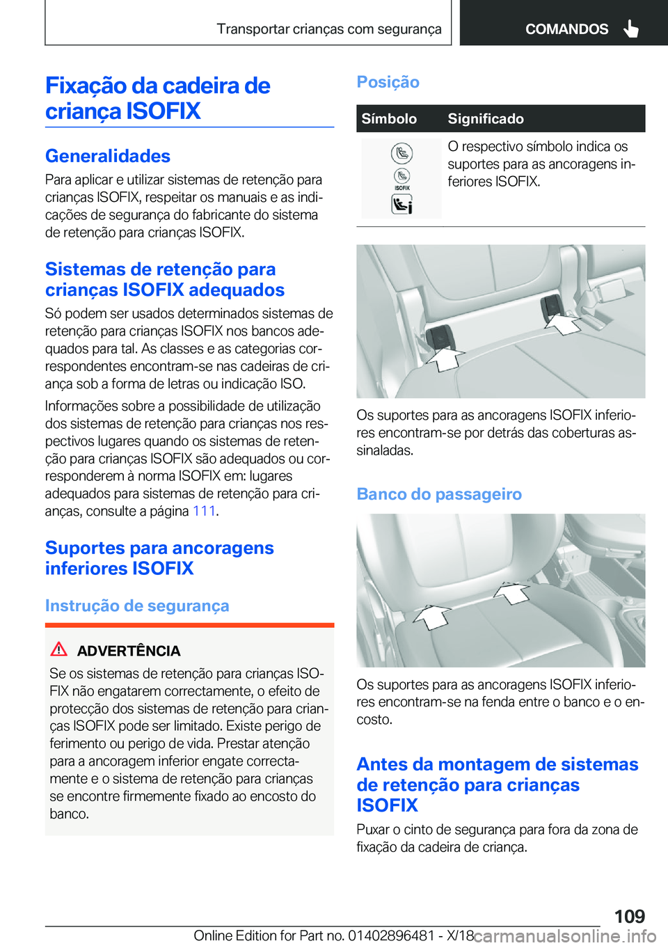 BMW X1 2019  Manual do condutor (in Portuguese) �F�i�x�a�
