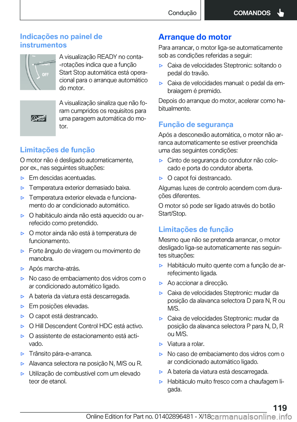 BMW X1 2019  Manual do condutor (in Portuguese) �I�n�d�i�c�a�