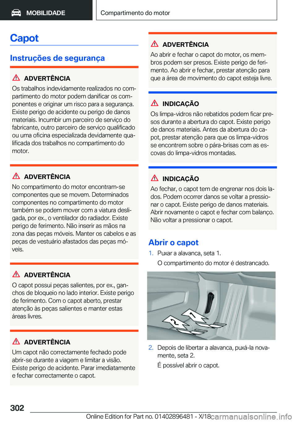 BMW X1 2019  Manual do condutor (in Portuguese) �C�a�p�o�t
�I�n�s�t�r�u�