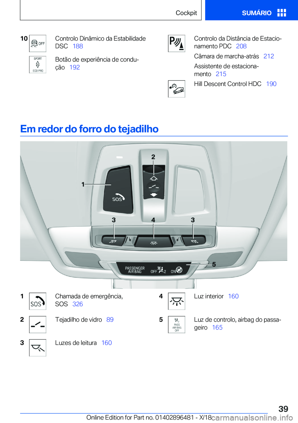 BMW X1 2019  Manual do condutor (in Portuguese) �1�0�C�o�n�t�r�o�l�o��D�i�n�â�m�i�c�o��d�a��E�s�t�a�b�i�l�i�d�a�d�e
�D�S�C\_ �1�8�8�B�o�t�ã�o��d�e��e�x�p�e�r�i�ê�n�c�i�a��d�e��c�o�n�d�uª
�
