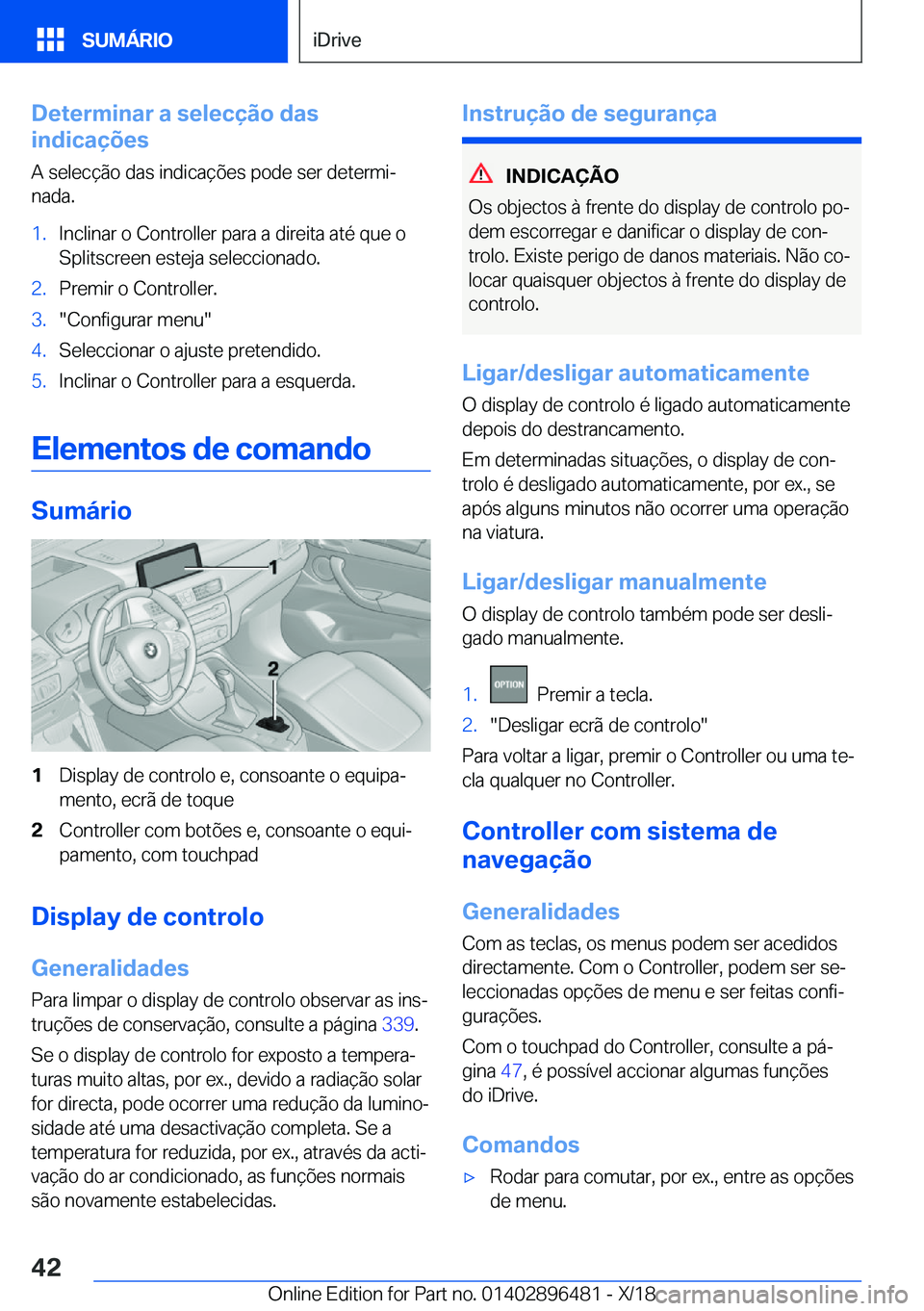 BMW X1 2019  Manual do condutor (in Portuguese) �D�e�t�e�r�m�i�n�a�r��a��s�e�l�e�c�