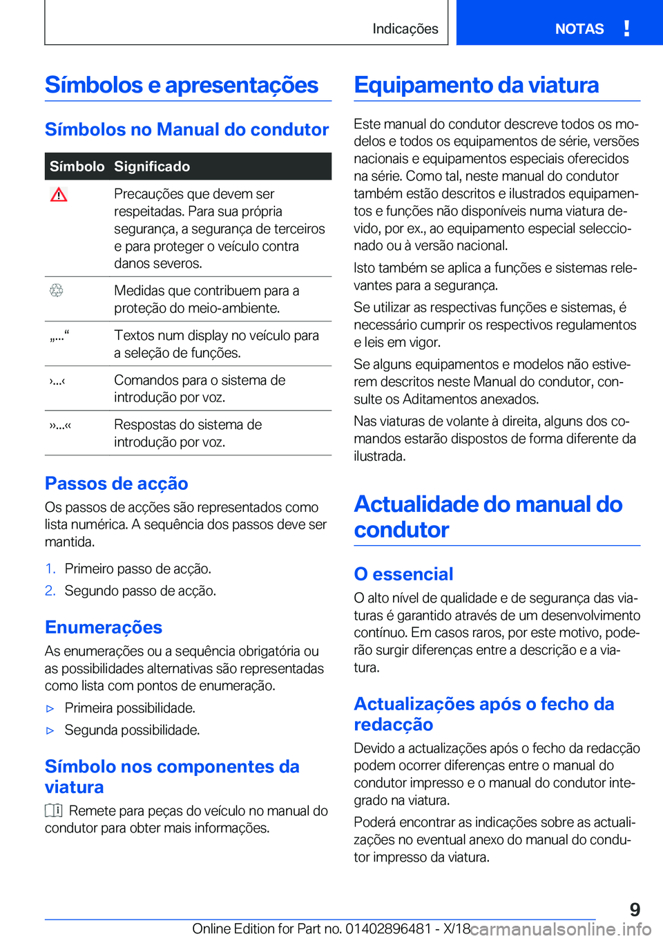 BMW X1 2019  Manual do condutor (in Portuguese) �S�
