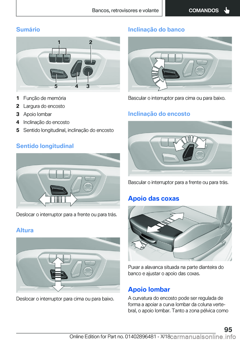 BMW X1 2019  Manual do condutor (in Portuguese) �S�u�m�á�r�i�o�1�F�u�n�
