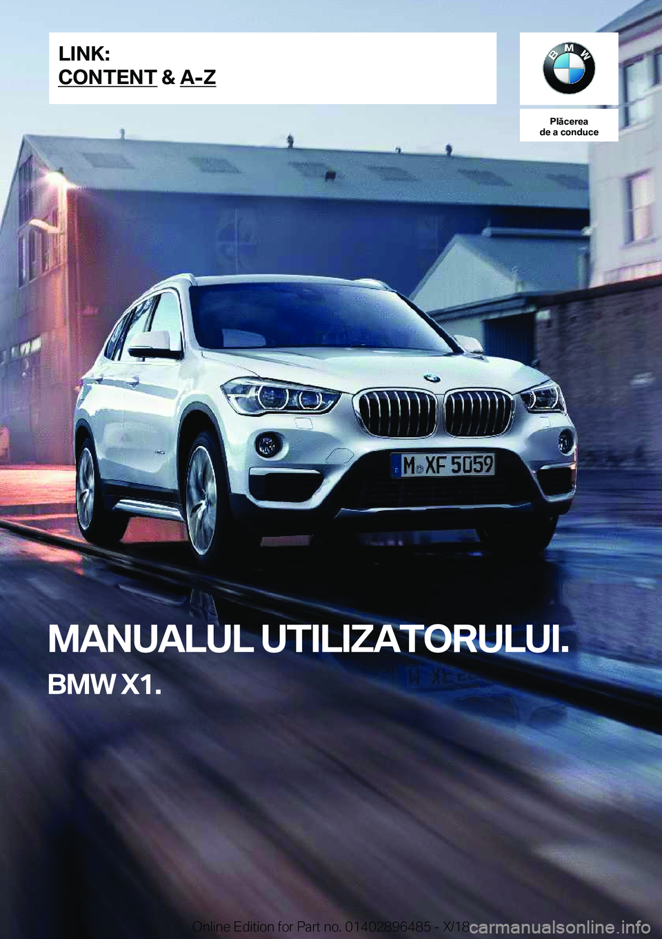BMW X1 2019  Ghiduri De Utilizare (in Romanian) �P�l�