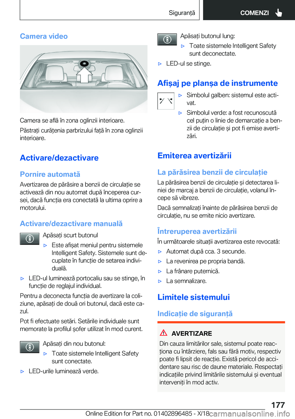 BMW X1 2019  Ghiduri De Utilizare (in Romanian) �C�a�m�e�r�a��v�i�d�e�o
�C�a�m�e�r�a��s�e��a�f�l�