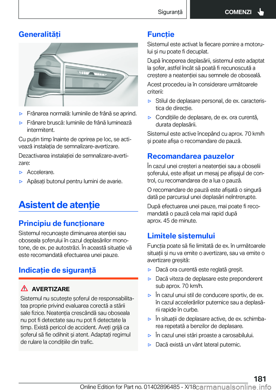 BMW X1 2019  Ghiduri De Utilizare (in Romanian) �G�e�n�e�r�a�l�i�t�