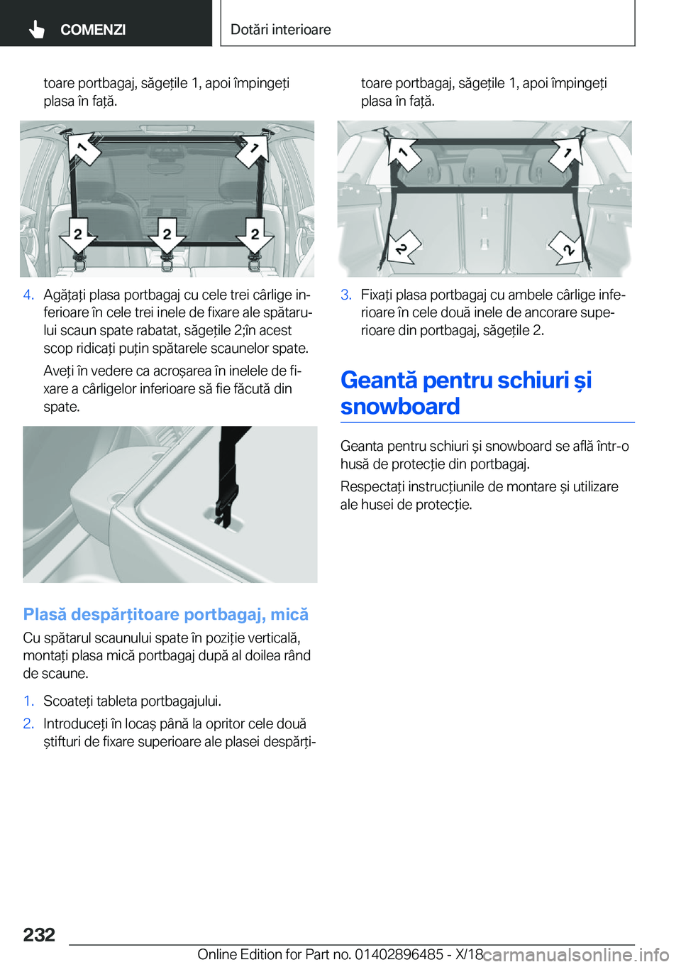 BMW X1 2019  Ghiduri De Utilizare (in Romanian) �t�o�a�r�e��p�o�r�t�b�a�g�a�j�,��s�