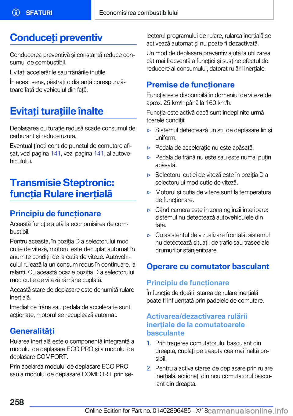 BMW X1 2019  Ghiduri De Utilizare (in Romanian) �C�o�n�d�u�c�e�i��p�r�e�v�e�n�t�i�v
�C�o�n�d�u�c�e�r�e�a��p�r�e�v�e�n�t�i�v�