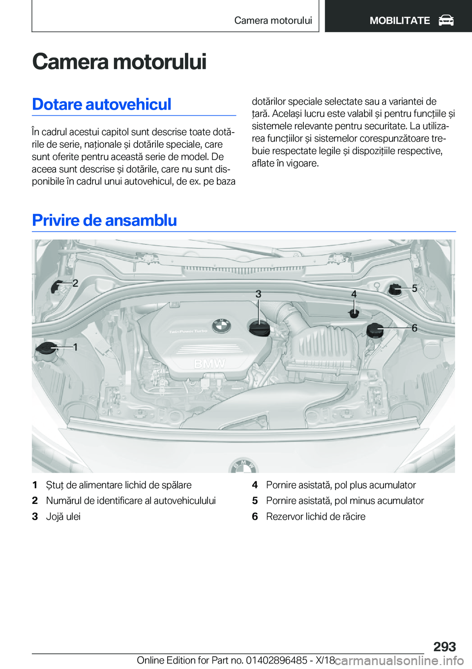 BMW X1 2019  Ghiduri De Utilizare (in Romanian) �C�a�m�e�r�a��m�o�t�o�r�u�l�u�i�D�o�t�a�r�e��a�u�t�o�v�e�h�i�c�u�l
�