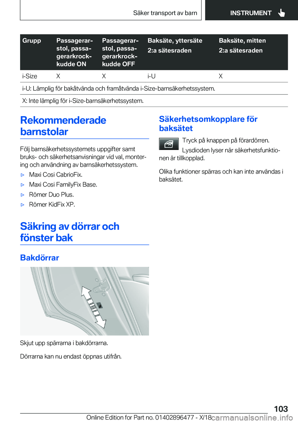 BMW X1 2019  InstruktionsbÖcker (in Swedish) �G�r�u�p�p�P�a�s�s�a�g�e�r�a�rj
�s�t�o�l�,��p�a�s�s�aj
�g�e�r�a�r�k�r�o�c�kj
�k�u�d�d�e��O�N�P�a�s�s�a�g�e�r�a�rj
�s�t�o�l�,��p�a�s�s�aj
�g�e�r�a�r�k�r�o�c�kj
�k�u�d�d�e��O�F�F�B�a�k�s�ä�t�