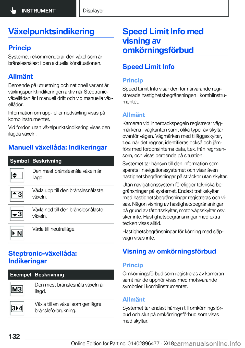 BMW X1 2019  InstruktionsbÖcker (in Swedish) �V�ä�x�e�l�p�u�n�k�t�s�i�n�d�i�k�e�r�i�n�g
�P�r�i�n�c�i�p�S�y�s�t�e�m�e�t��r�e�k�o�m�m�e�n�d�e�r�a�r��d�e�n��v�ä�x�e�l��s�o�m��ä�r
�b�r�ä�n�s�l�e�s�n�å�l�a�s�t��i��d�e�n��a�k�t�u�e�l�l�a�