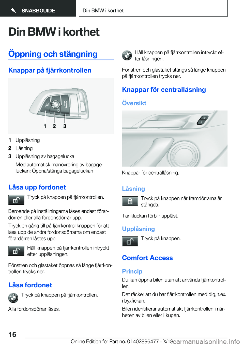 BMW X1 2019  InstruktionsbÖcker (in Swedish) �D�i�n��B�M�W��i��k�o�r�t�h�e�t�