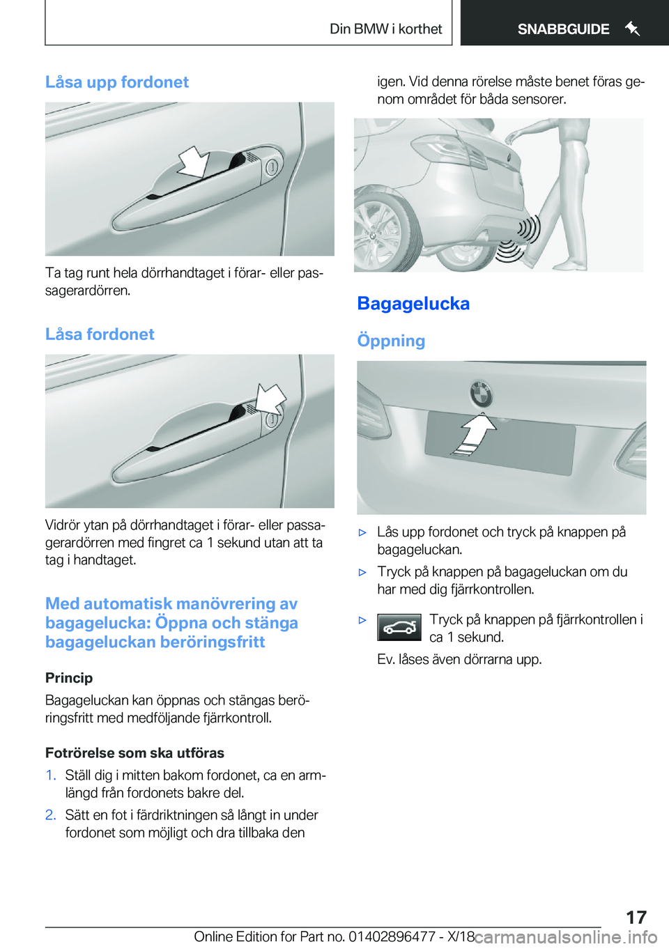 BMW X1 2019  InstruktionsbÖcker (in Swedish) �L�å�s�a��u�p�p��f�o�r�d�o�n�e�t
�T�a��t�a�g��r�u�n�t��h�e�l�a��d�