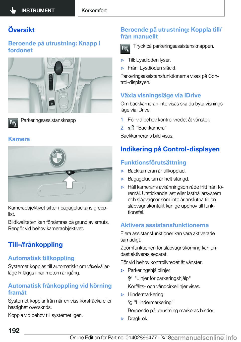 BMW X1 2019  InstruktionsbÖcker (in Swedish) �