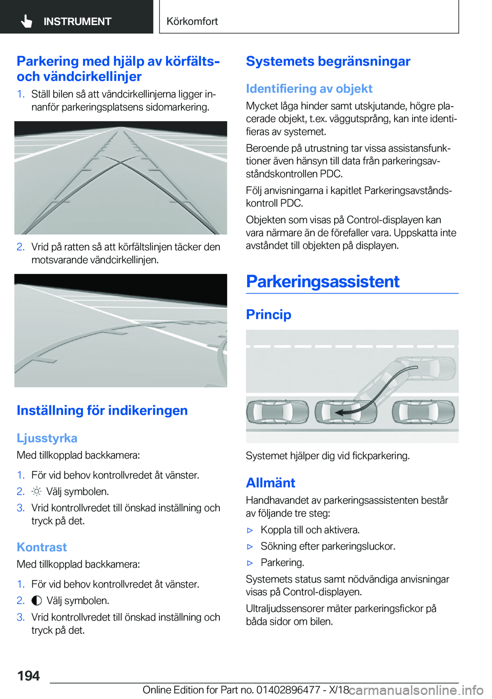 BMW X1 2019  InstruktionsbÖcker (in Swedish) �P�a�r�k�e�r�i�n�g��m�e�d��h�j�ä�l�p��a�v��k�