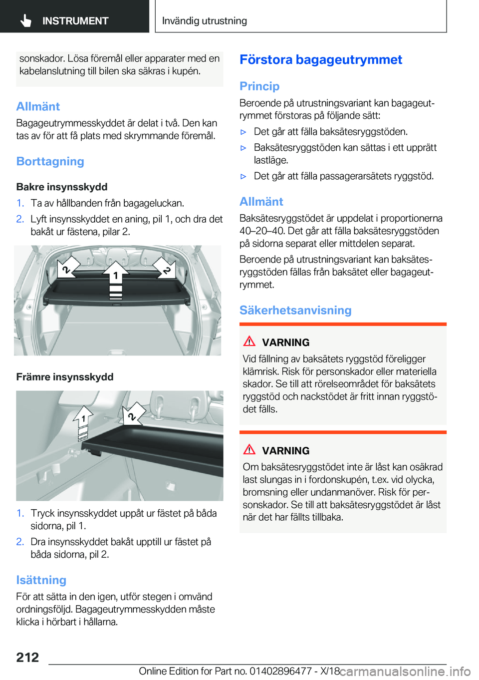 BMW X1 2019  InstruktionsbÖcker (in Swedish) �s�o�n�s�k�a�d�o�r�.��L�