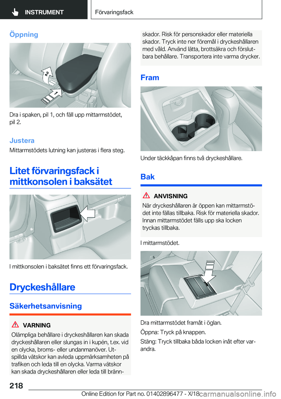 BMW X1 2019  InstruktionsbÖcker (in Swedish) �