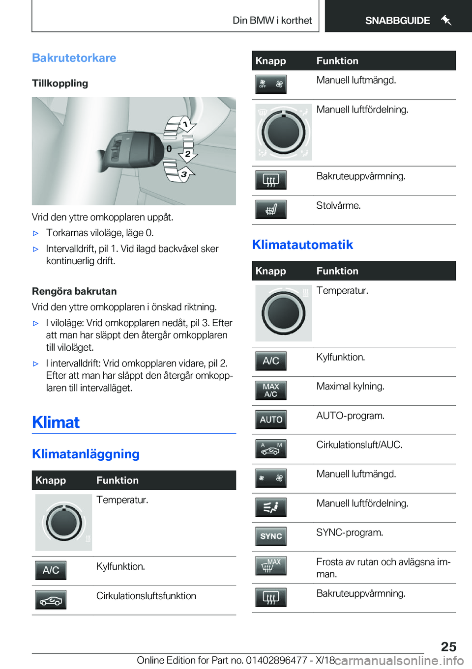 BMW X1 2019  InstruktionsbÖcker (in Swedish) �B�a�k�r�u�t�e�t�o�r�k�a�r�e�T�i�l�l�k�o�p�p�l�i�n�g
�V�r�i�d��d�e�n��y�t�t�r�e��o�m�k�o�p�p�l�a�r�e�n��u�p�p�å�t�.
x�T�o�r�k�a�r�n�a�s��v�i�l�o�l�ä�g�e�,��l�ä�g�e��0�.x�I�n�t�e�r�v�a�l�l�