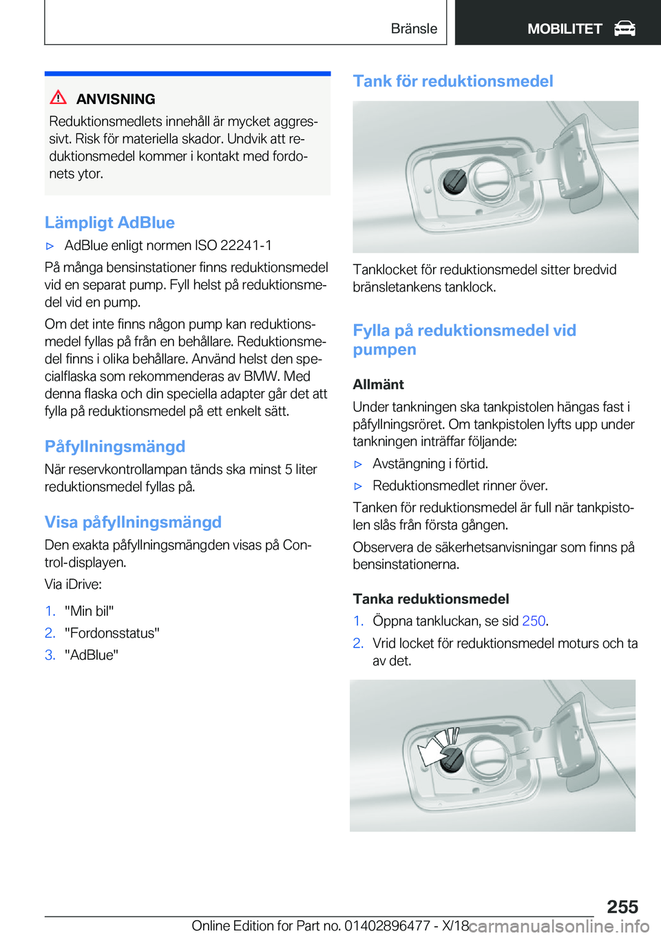 BMW X1 2019  InstruktionsbÖcker (in Swedish) �A�N�V�I�S�N�I�N�G
�R�e�d�u�k�t�i�o�n�s�m�e�d�l�e�t�s��i�n�n�e�h�å�l�l��ä�r��m�y�c�k�e�t��a�g�g�r�e�sj �s�i�v�t�.��R�i�s�k��f�