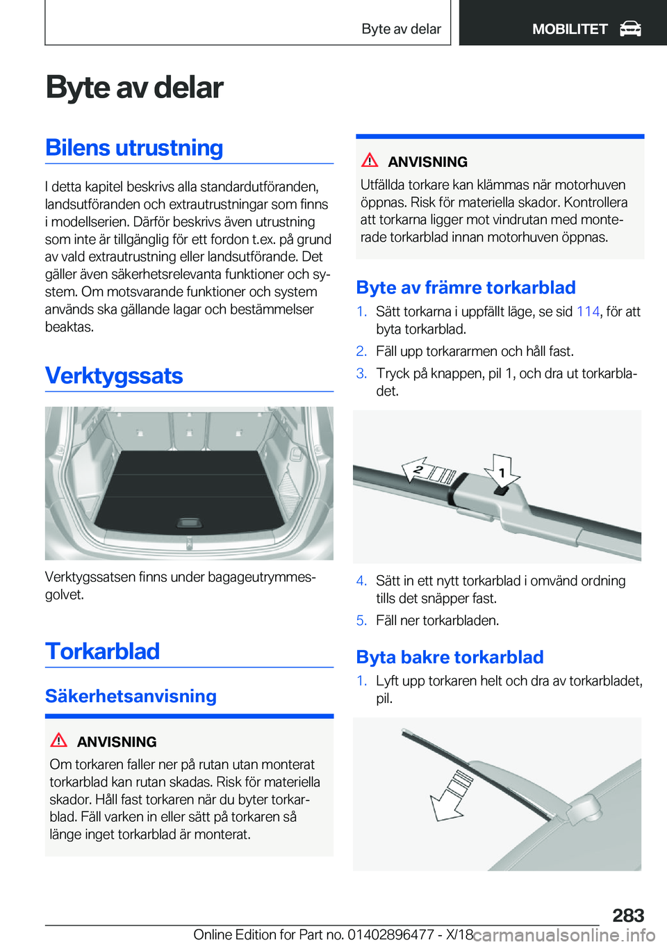 BMW X1 2019  InstruktionsbÖcker (in Swedish) �B�y�t�e��a�v��d�e�l�a�r�B�i�l�e�n�s��u�t�r�u�s�t�n�i�n�g
�I��d�e�t�t�a��k�a�p�i�t�e�l��b�e�s�k�r�i�v�s��a�l�l�a��s�t�a�n�d�a�r�d�u�t�f�