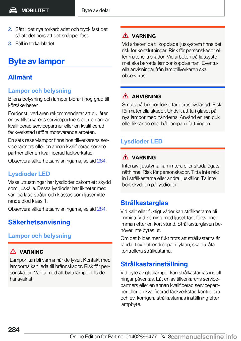 BMW X1 2019  InstruktionsbÖcker (in Swedish) �2�.�S�ä�t�t��i��d�e�t��n�y�a��t�o�r�k�a�r�b�l�a�d�e�t��o�c�h��t�r�y�c�k��f�a�s�t��d�e�t
�s�å��a�t�t��d�e�t��h�