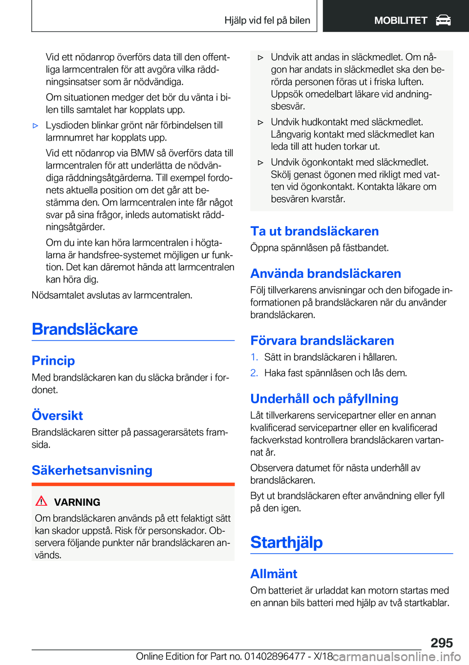 BMW X1 2019  InstruktionsbÖcker (in Swedish) �V�i�d��e�t�t��n�