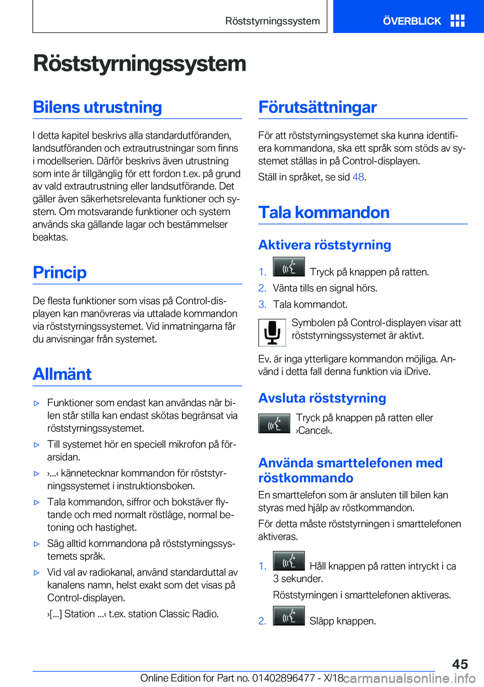 BMW X1 2019  InstruktionsbÖcker (in Swedish) �R�