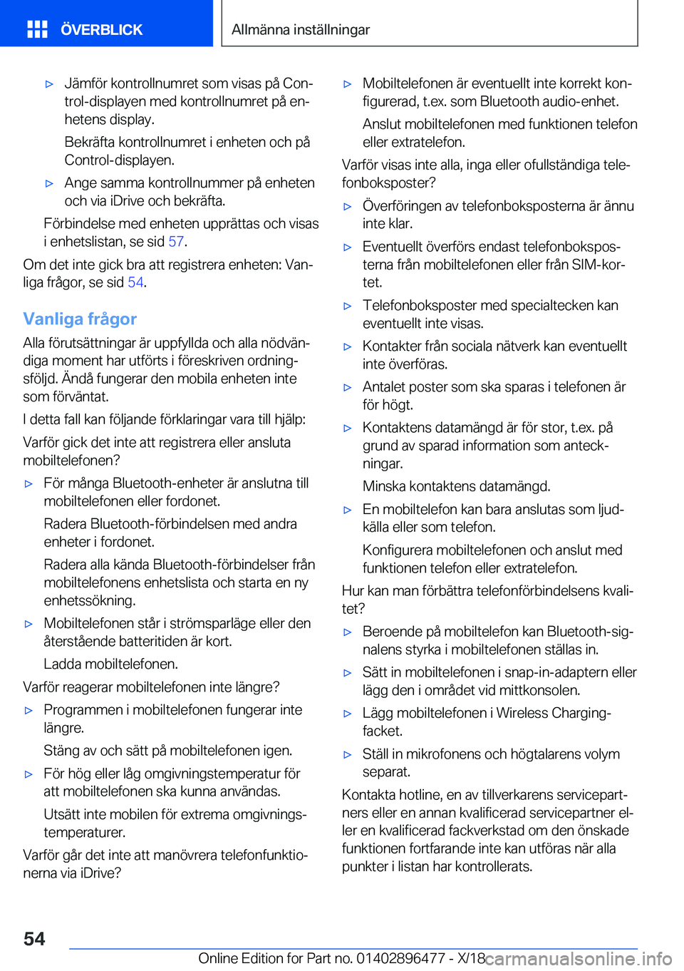 BMW X1 2019  InstruktionsbÖcker (in Swedish) x�J�ä�m�f�
