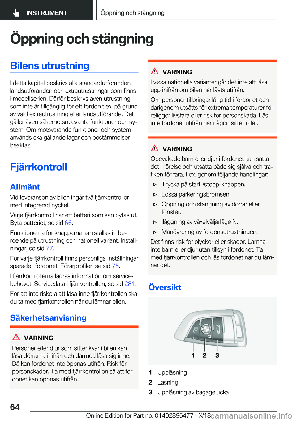 BMW X1 2019  InstruktionsbÖcker (in Swedish) �