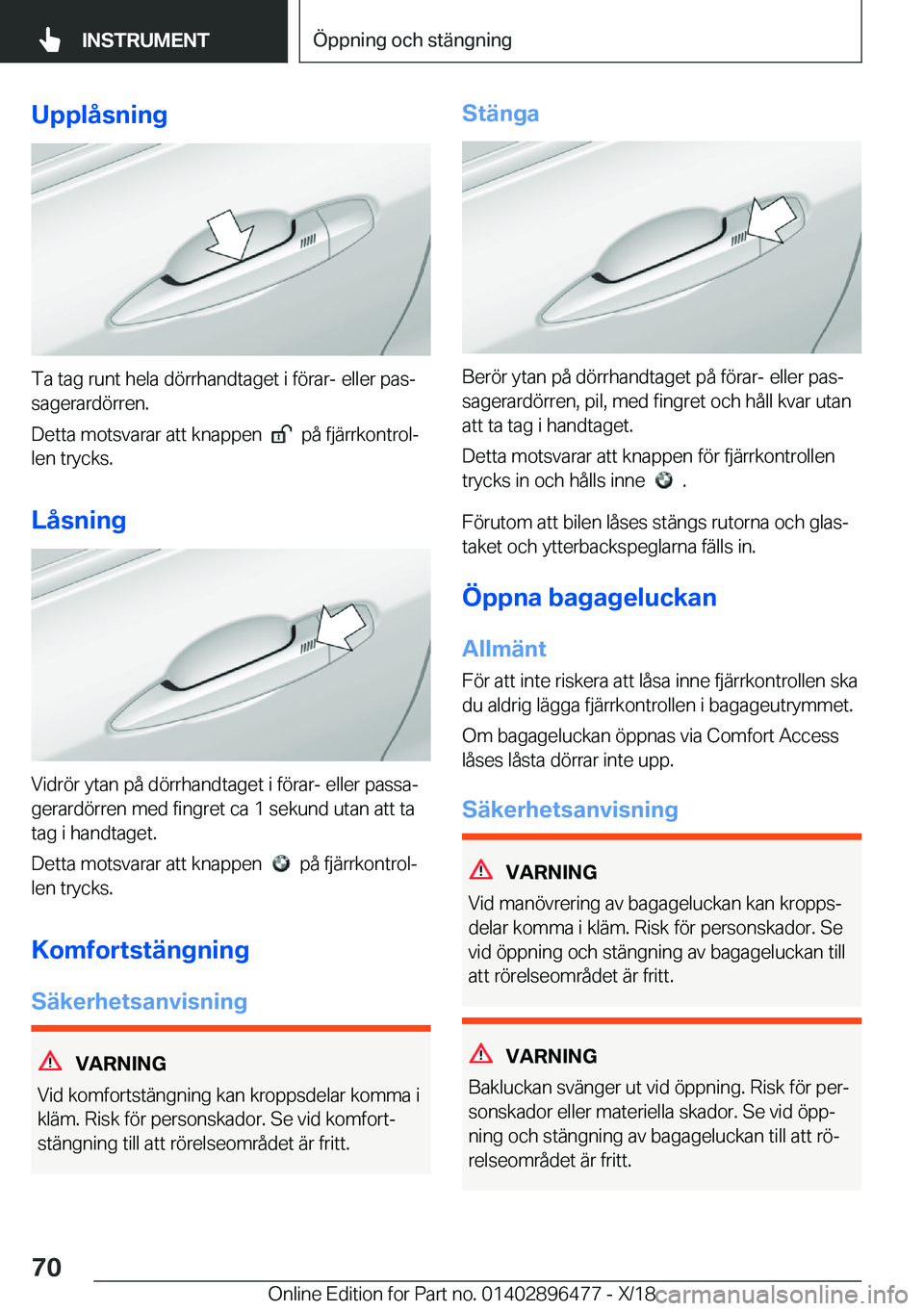 BMW X1 2019  InstruktionsbÖcker (in Swedish) �U�p�p�l�å�s�n�i�n�g
�T�a��t�a�g��r�u�n�t��h�e�l�a��d�