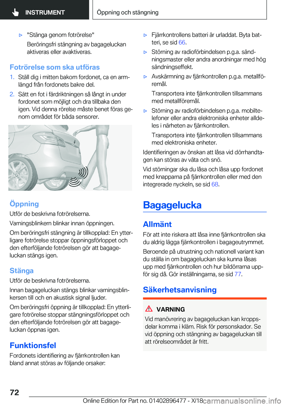 BMW X1 2019  InstruktionsbÖcker (in Swedish) x��S�t�ä�n�g�a��g�e�n�o�m��f�o�t�r�