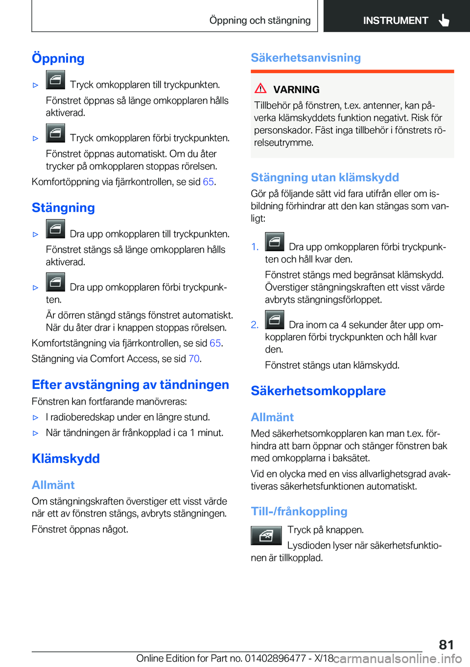 BMW X1 2019  InstruktionsbÖcker (in Swedish) �